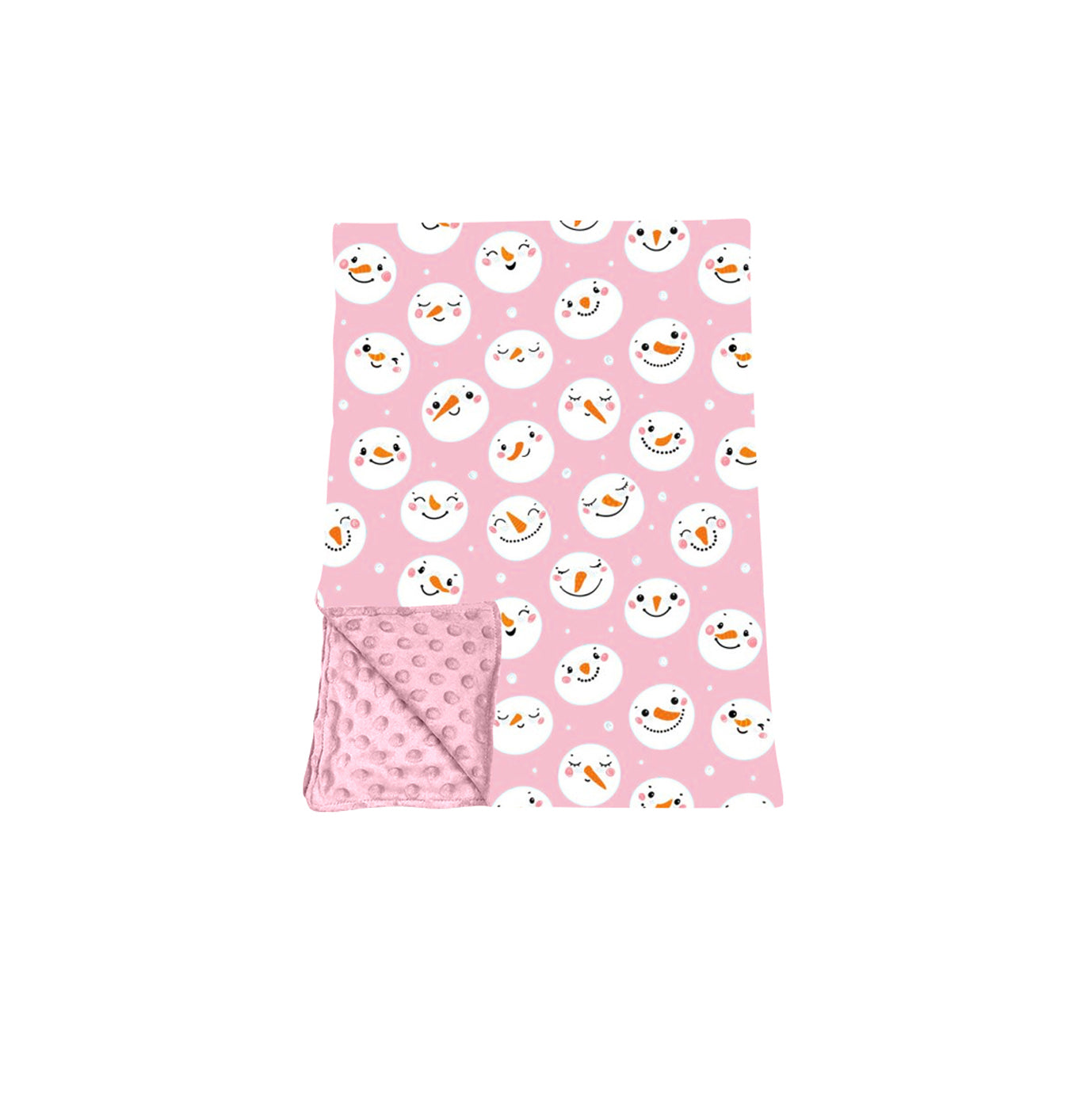Preorder moq 5 Baby Girls Pink Snowmen Christmas Blankets