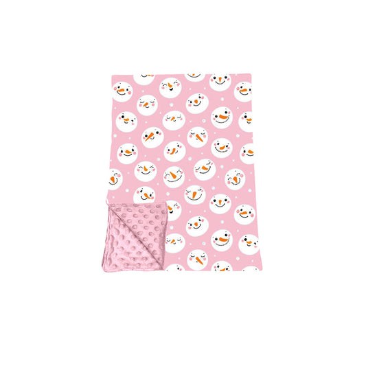 Preorder moq 5 Baby Girls Pink Snowmen Christmas Blankets