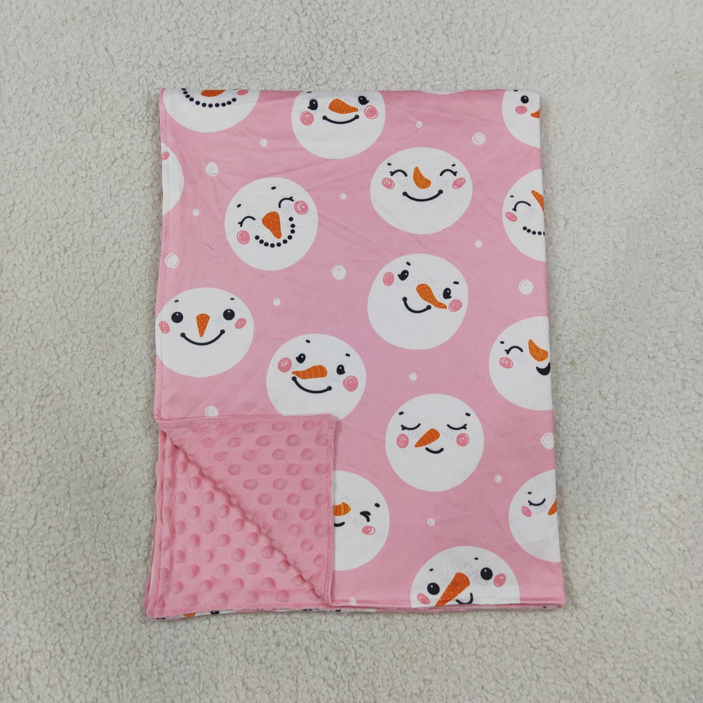Baby Girls Pink Snowmen Christmas Blankets