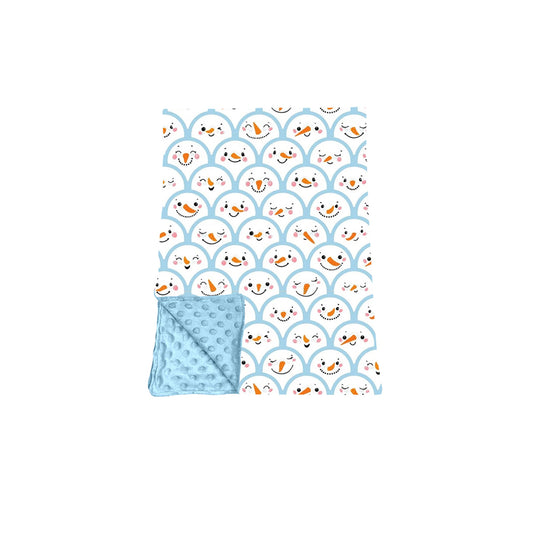 Preorder moq 5 Baby Girls Blue Snowmen Christmas Blankets