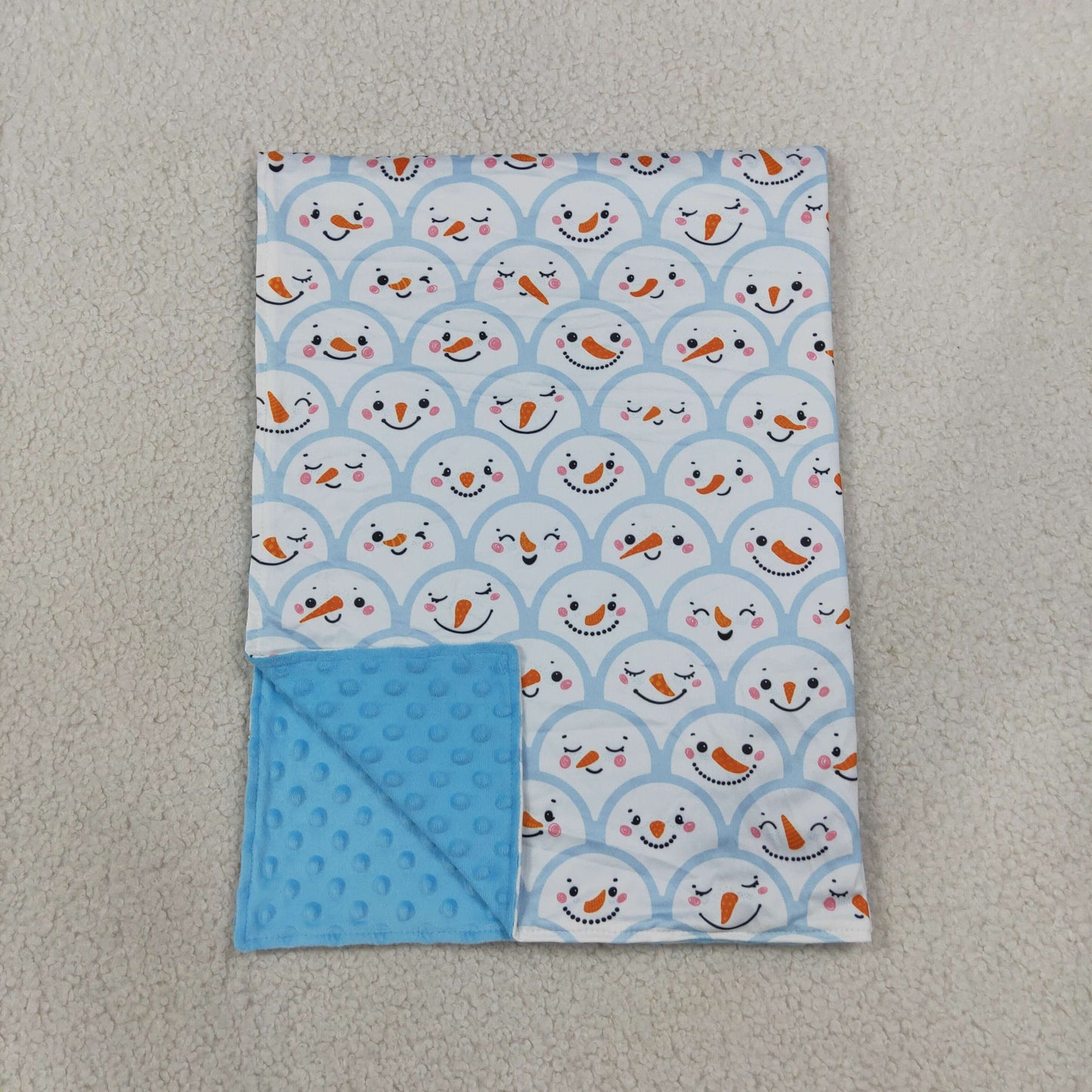 Baby Girls Blue Snowmen Checked Christmas Blankets