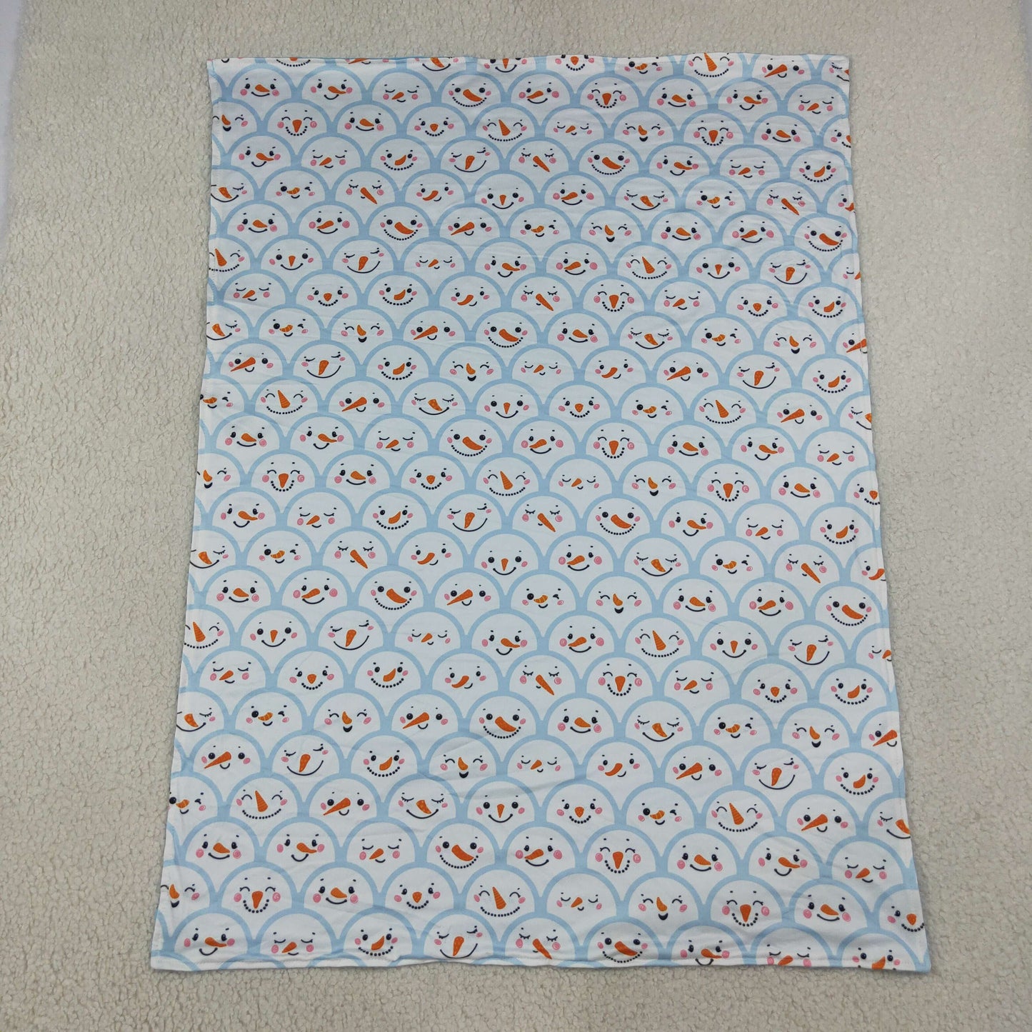Baby Girls Blue Snowmen Checked Christmas Blankets