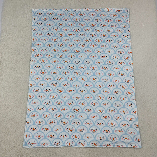 Baby Girls Blue Snowmen Checked Christmas Blankets