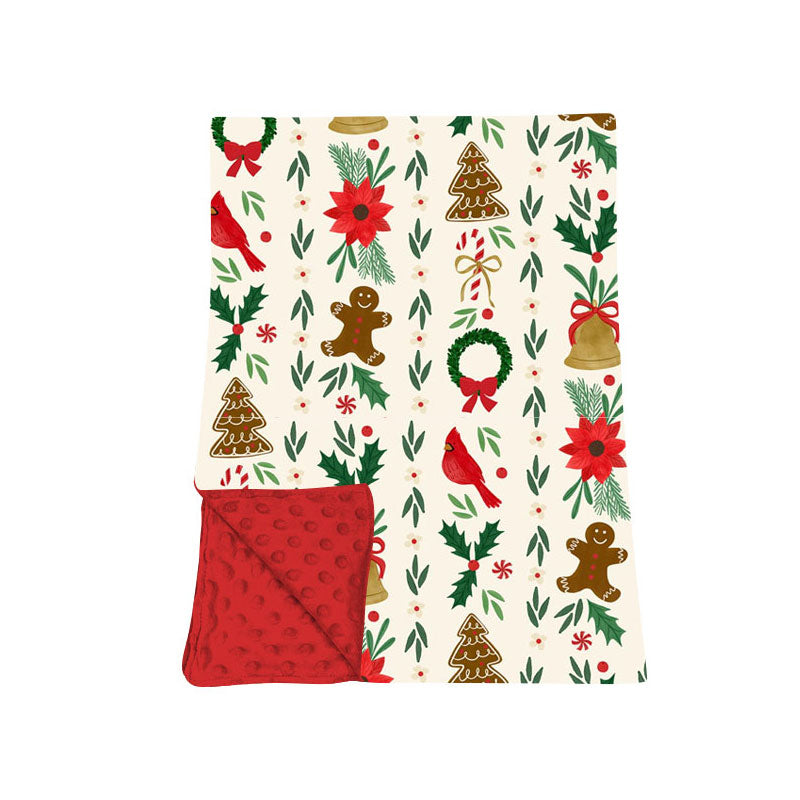 Preorder moq 5 Baby Girls Holly Gingerbread Christmas Blankets
