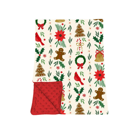 Preorder moq 5 Baby Girls Holly Gingerbread Christmas Blankets