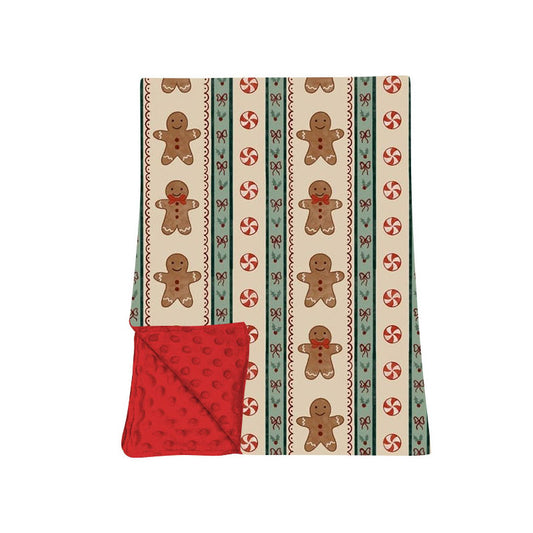 Preorder moq 5 Baby Girls Holly Gingerbread Stripe Christmas Blankets