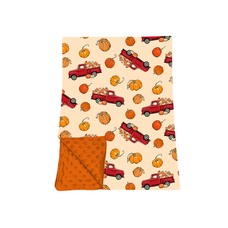 Preorder moq 5 Baby Boys Pumpkins Trucks Fall Blankets