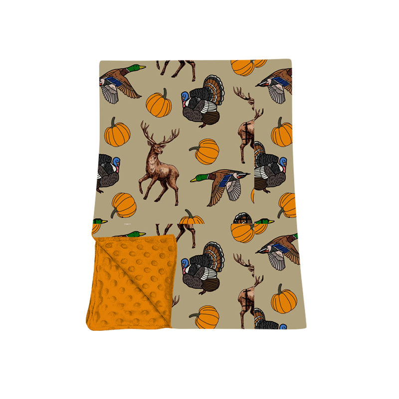 Preorder moq 5 Baby Boys Pumpkin Ducks Deer Turkey Thanksgivings Blankets