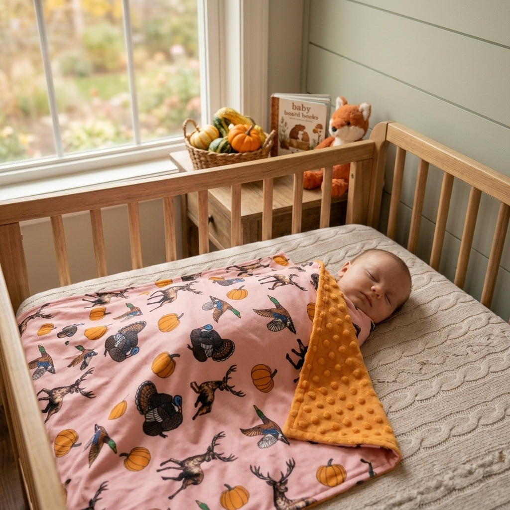 Baby Girls Pumpkin Ducks Deer Turkey Thanksgivings Blankets