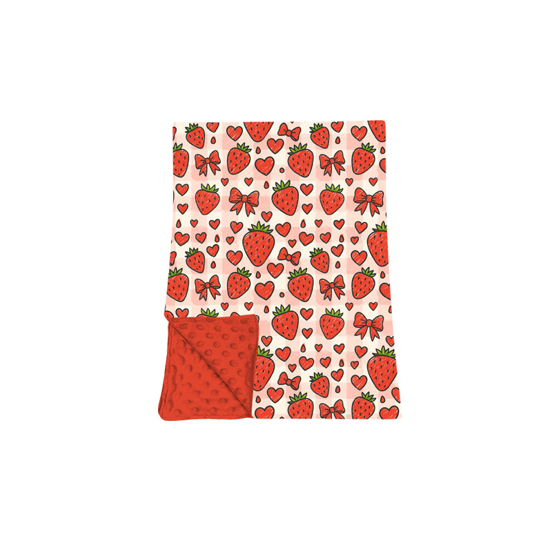Preorder moq 5 Baby Girls Hearts Strawberry Bows Valentines Blankets