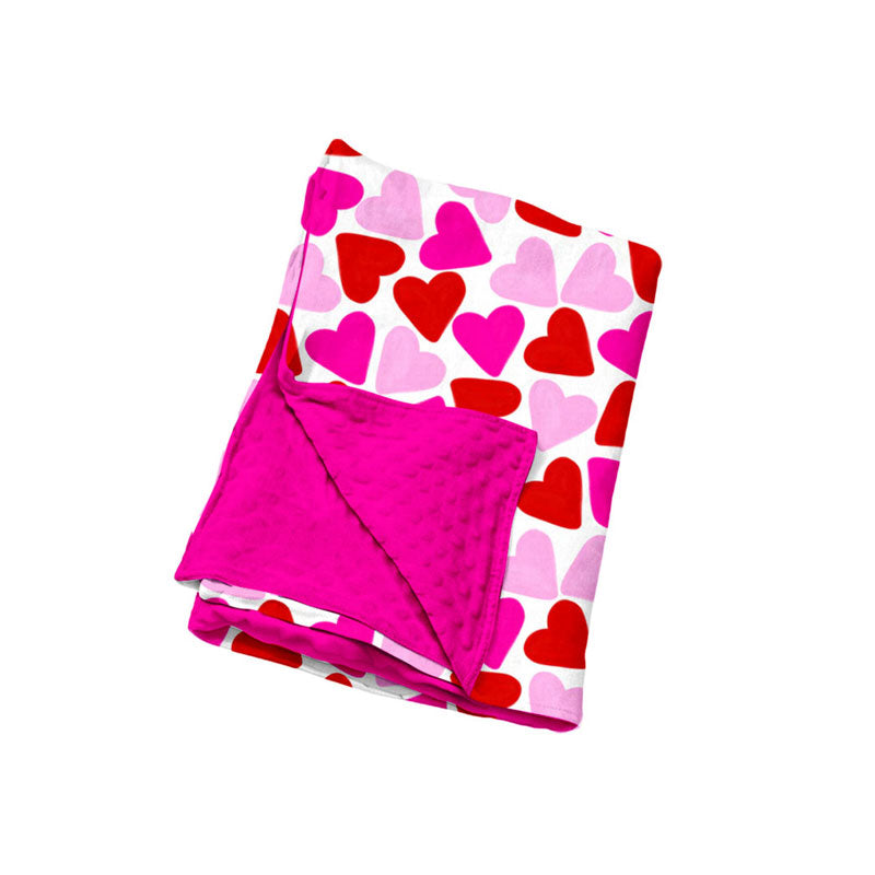 Preorder moq 5 Baby Girls Pink Red Hearts Valentines Blankets