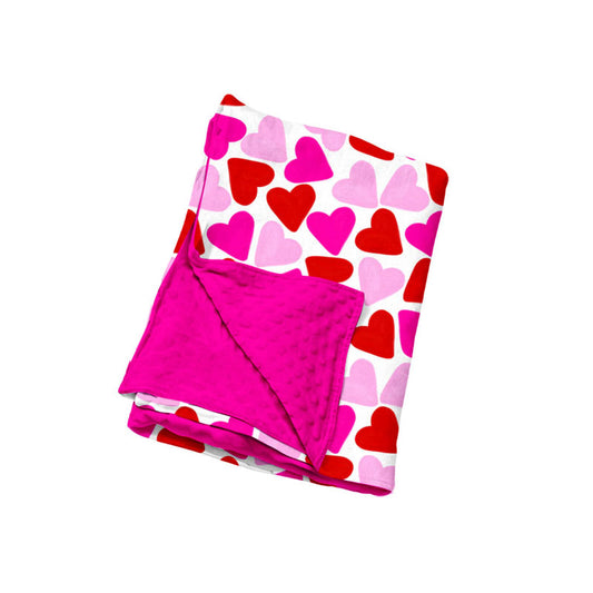 Preorder moq 5 Baby Girls Pink Red Hearts Valentines Blankets