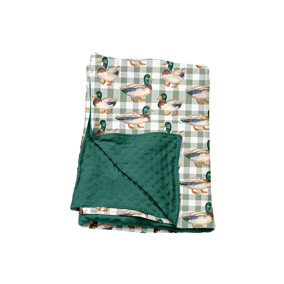 Preorder moq 5 Baby Kids Green Checked Ducks Hunting Blankets