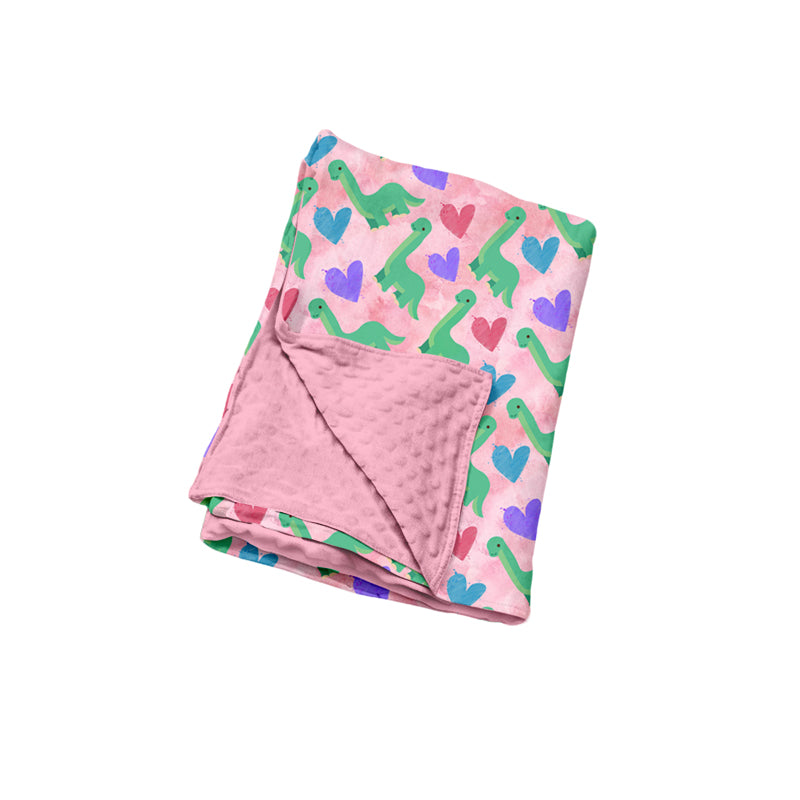 Baby Girls Colorful Hearts Dinosaurs Valentines Blankets Preorder