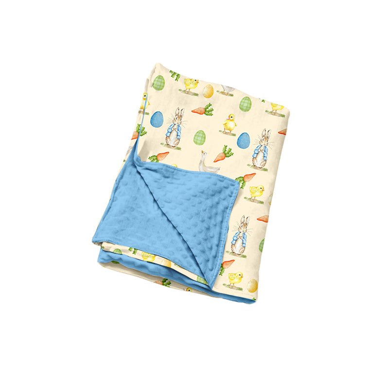 Baby Girl Easter Carrots Rabbits Print Minky Blankets Preorder