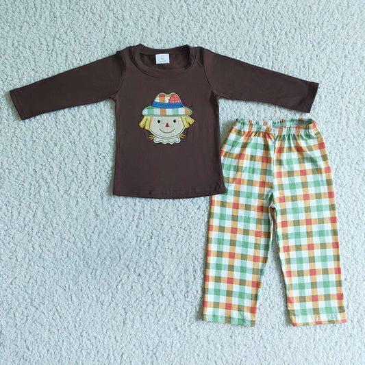 Sibling Baby Kids Scarecrow Fall Pants Clothes Sets Rompers