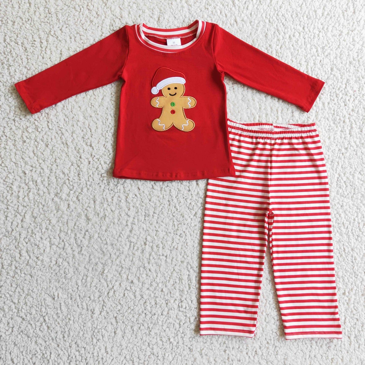 Sibling Girls Boys Gingerbread Red Christmas Rompers Clothes Sets