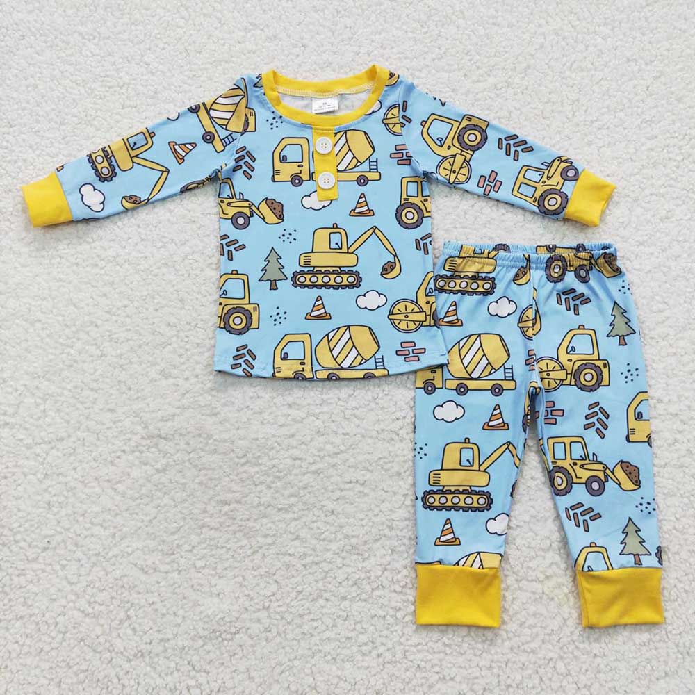 Sibling Baby Boys Construction Rompers Pajamas Clothing Sets