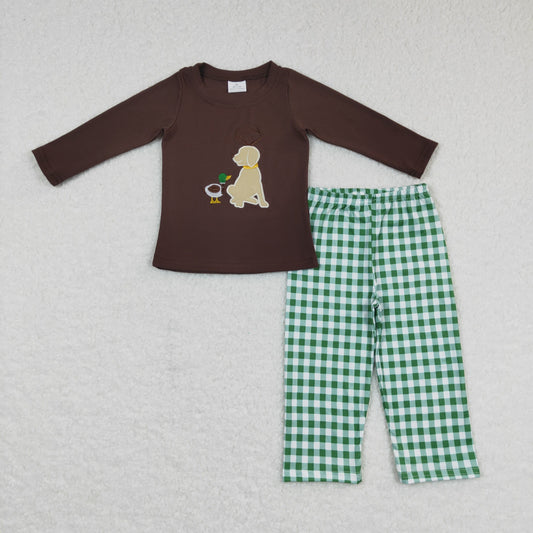 Sibling Baby Boys Embroidery Ducks Dogs Top Pockets Pants Hunting Clothes Sets