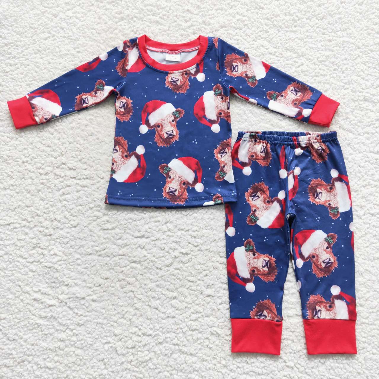 Sibling Baby Boys Girls Christmas Hats Cows Farm Pant Pajamas Sets Rompers