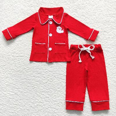 Family Christmas Santa 2pcs Button Ups Red Pajamas