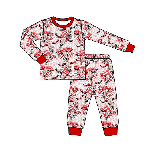 Baby Boys Howdy Christmas Long Sleeve Top Pants Pajamas Clothes Sets preorder