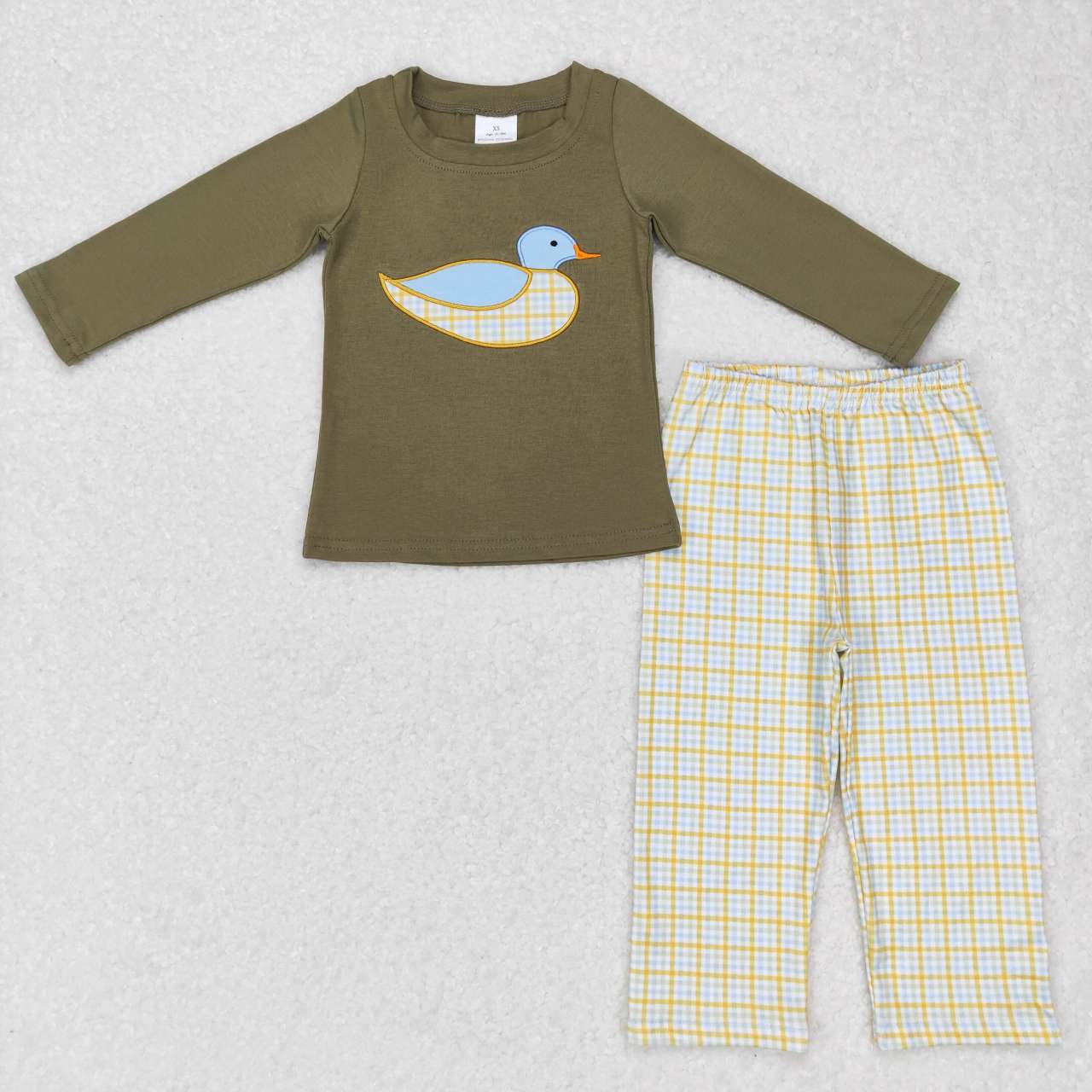 Sibling Baby Boys Long Sleeve Embroidery Ducks Top Pockets Pants Hunting Clothes Sets