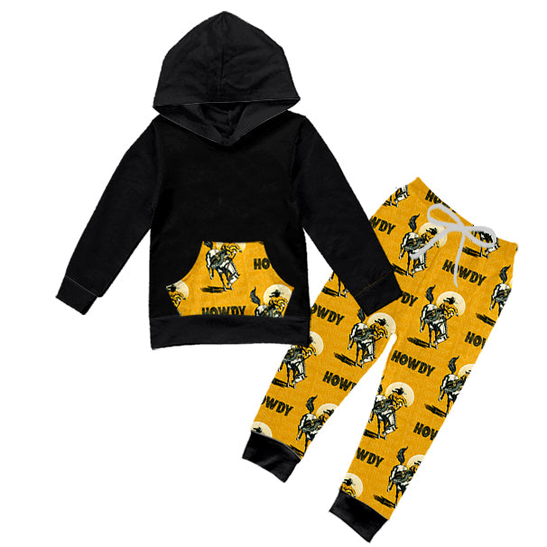 Baby Boys Western Howdy Hooded Long Sleeve Top Pants Clothes Sets preorder