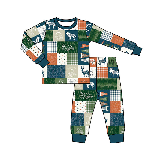 Baby Boys Animal Forest Tops Pants Pajamas Clothes Sets preorder