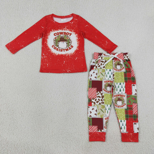 Baby Boys Cowboy Christmas Red Tops Pants Clothes Sets