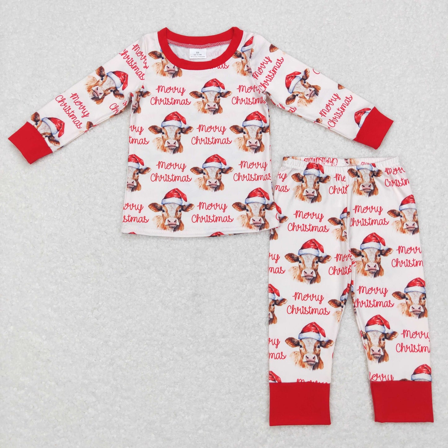 Family Sibling Merry Christmas Hats Cows Farm Pant Pajamas Clothes Sets Rompers Women Pants