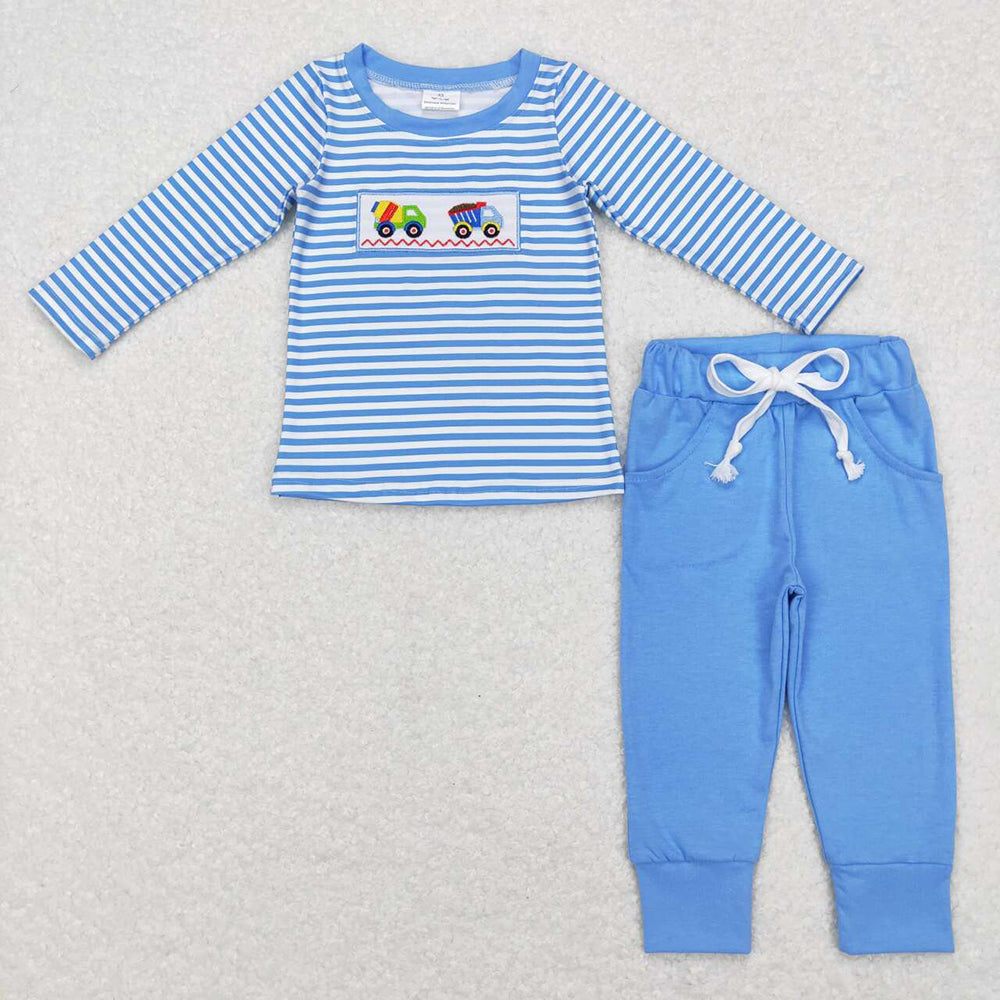 Sibling Baby Boys Construction Long Sleeve Rompers Sets Clothes Sets