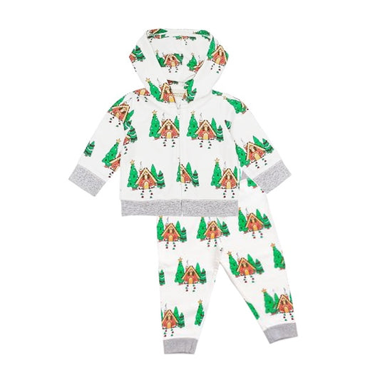 Baby Boys Christmas Tree House Long Sleeve Hooded Tops Pants Clothes Sets preorder