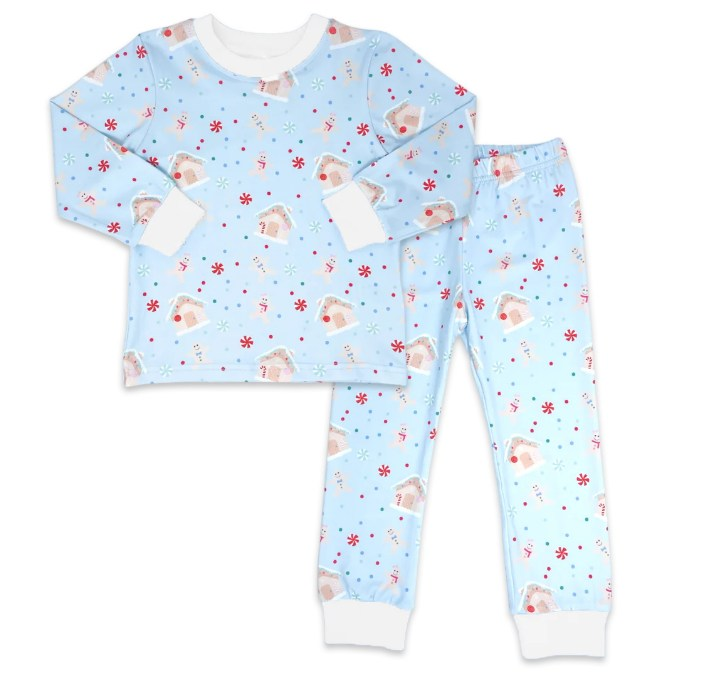 Baby Boys Blue Christmas House Top Shirts Pants Pajamas Clothing Sets preorder