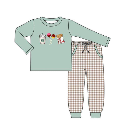 Baby Boys Coffee Candy Fried Chicken Top Pants Clothes Sets preorder