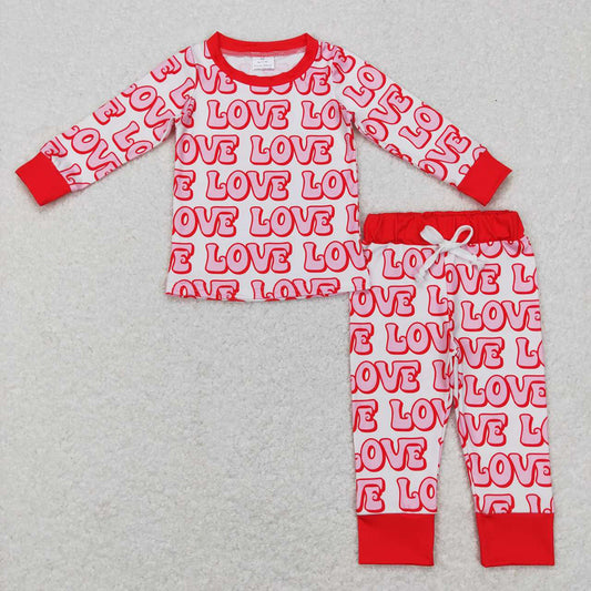 Baby Girls Valentines Love Long Sleeve Shirt Pants Pajamas Clothes Sets