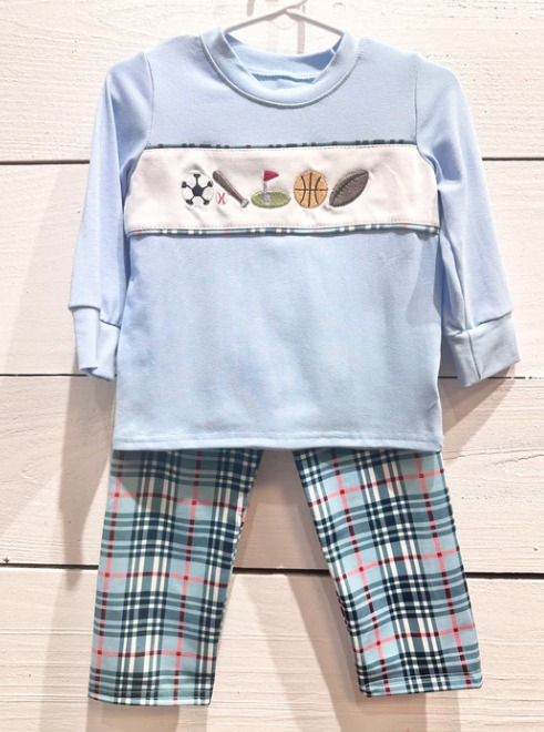 Baby Boys Blue Balls Long Sleeve Tee Shirt Top Pants Clothing Sets preorder