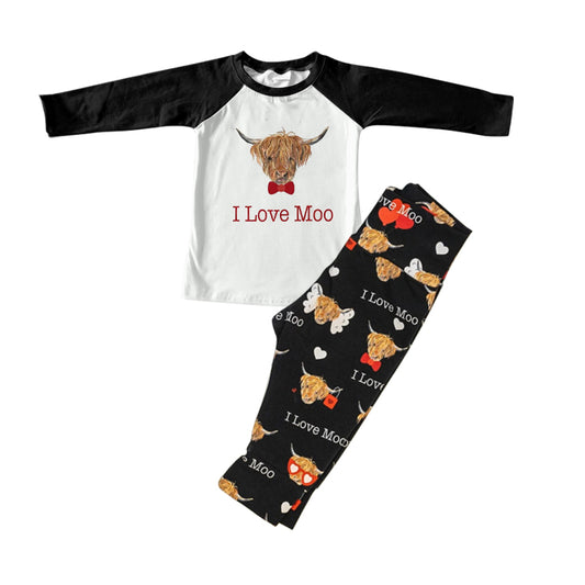 Baby Boys Western Highland Cow Moo Top Pants Valentines Clothes Sets preorder