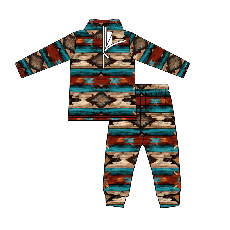 Baby Boys Aztec Zip Pullover Top Legging Clothes Sets Preorder