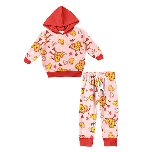 Baby Boys Valentines Pizza Hooded Tee Shirts Pants Clothes Sets Preorder