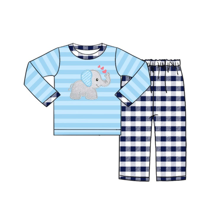 Baby Boys Valentines Elephant Tee Shirts Top Pants Outfits Clothes Sets Preorder