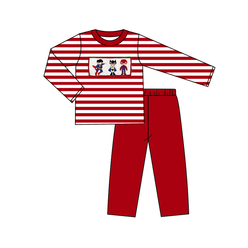 Baby Boys Red Stripes Hero Shirt Pants Clothes Sets Preorder