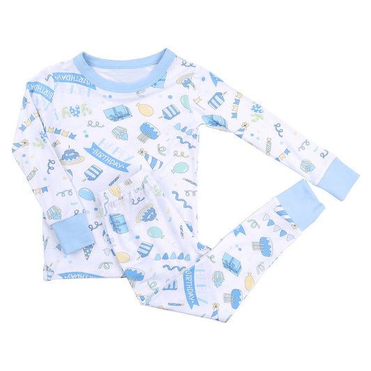 Baby Boys Birthday Blue Shirt Pants Pajamas Clothes Sets Preorder
