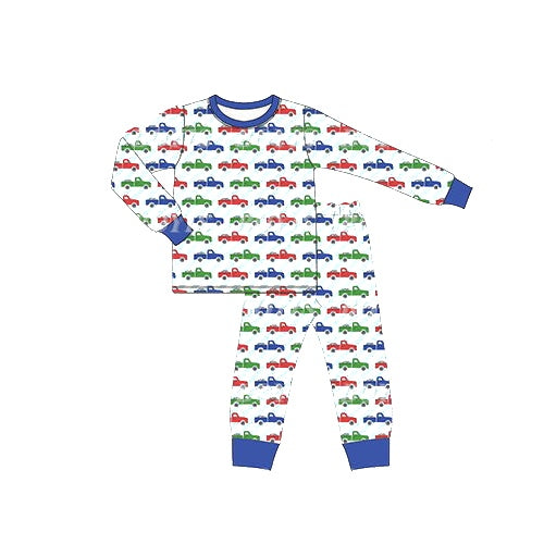 Baby Boys Blue Trucks Tee Top Pants Pajamas Clothes Sets Preorder