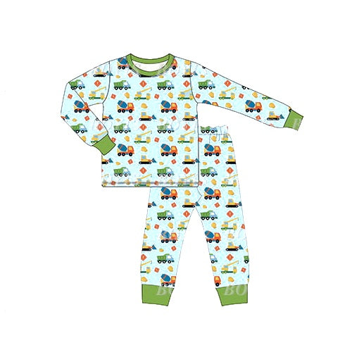 Baby Boys Green Constructions Tee Top Pants Pajamas Clothes Sets Preorder