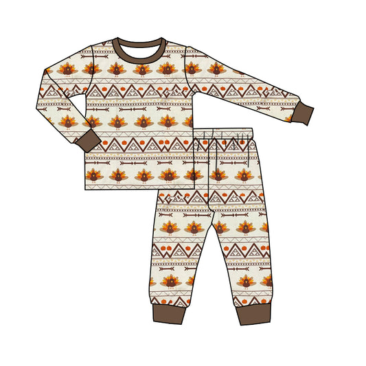 Baby Boys Thanksgiving Turkey Top Pants Pajamas Outfits Clothes Sets Preorder