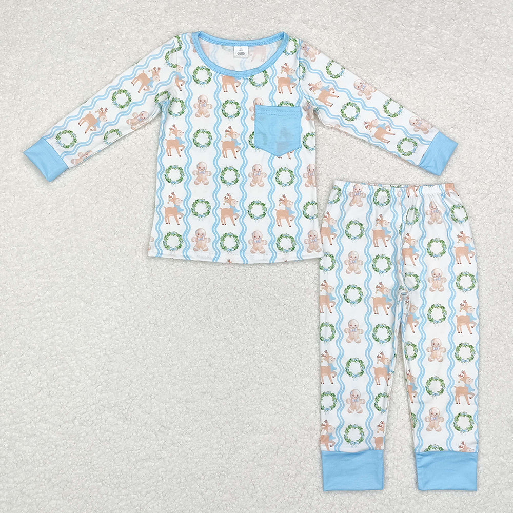 Baby Boys Christmas Gingerbread Top Pants Pajamas Outfits Clothes Sets