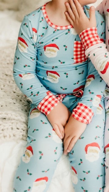 Baby Boys Blue Sants Christmas Shirt Pants Pajamas Clothes Sets Preorder