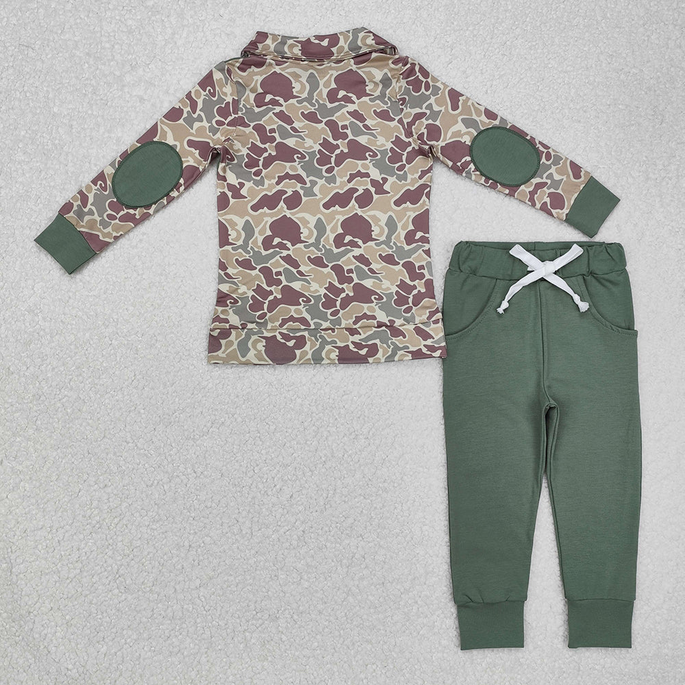 Baby Boys Fall Green Camo Pullovers Tops Shirt Pants Clothes Sets