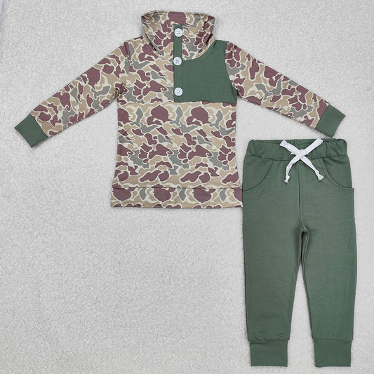 Baby Boys Fall Green Camo Pullovers Tops Shirt Pants Clothes Sets